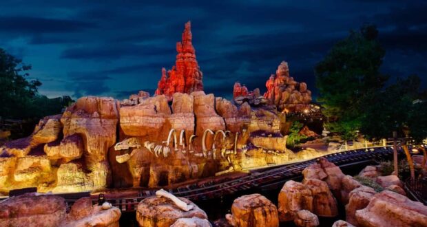 Big Thunder Mountain Railroad at nighttime