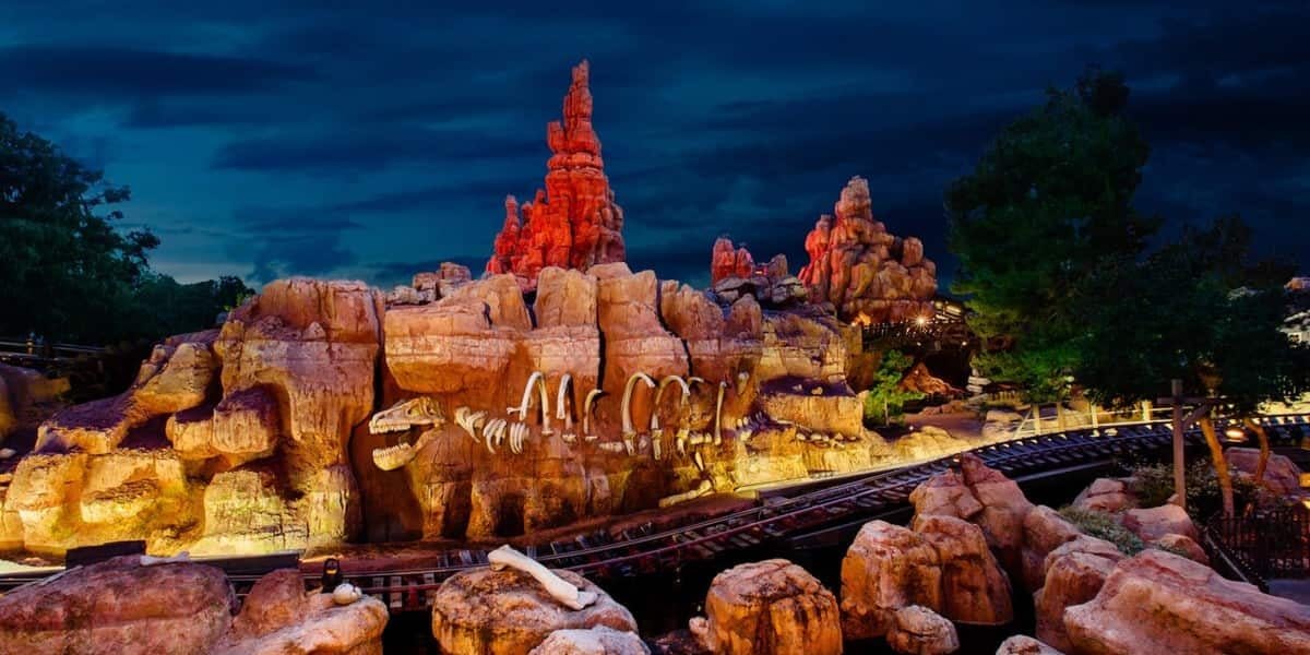 Big Thunder Mountain Railroad at nighttime