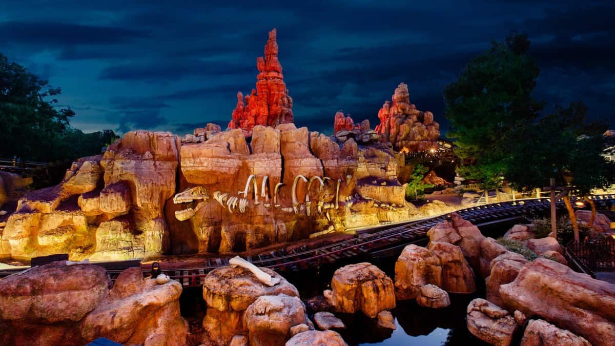 Big Thunder Mountain Railroad at nighttime