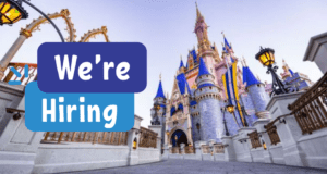Cinderella Castle at Disney World rises majestically with a bold "We're Hiring" sign displayed out front—come be part of the magic! Stay tuned for insider Disney tips and thrilling career openings.