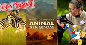Zebras roam alongside the iconic Disney’s Animal Kingdom logo, while a friendly Animal Kingdom Cast Member interacts with an ostrich. Donald Duck joins the scene, and a bold red "CONFIRMED" stamp highlights the excitement—capturing all the wonder and adventure park fans love about Disney’s Animal Kingdom.