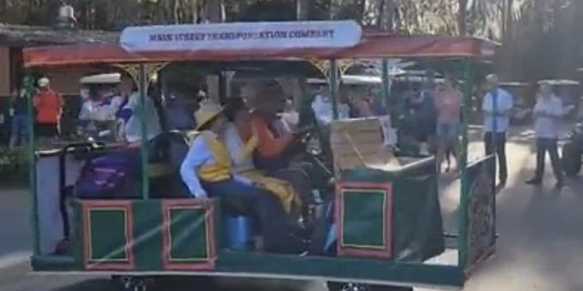 The Main Street Transportation Company trolley rolls down Main Street, delighting guests amid the magic of Disney World.