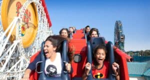 Guests on the Incredicoaster.