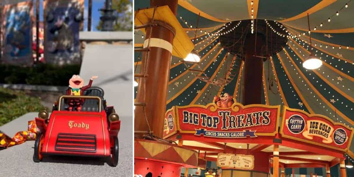 Mr Toad Popcorn bucket and interior of Big Top Souvenirs, Magic Kingdom