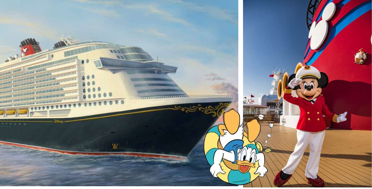 Disney Cruise Line’s newest ship makes a majestic journey across the sparkling ocean, with Captain Mickey Mouse saluting from the deck and Donald Duck waving enthusiastically to guests, bringing Disney magic to life on the high seas.