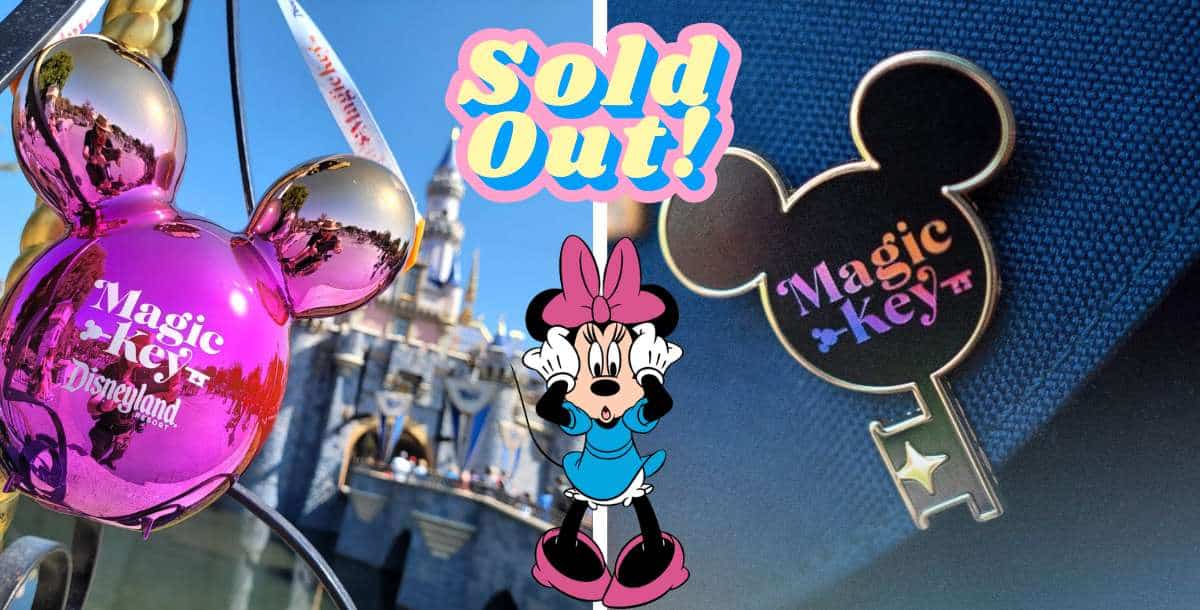 Minnie Mouse appears astonished in front of Sleeping Beauty Castle as Disneyland announces Magic Key passes are sold out, underscoring the overwhelming demand among Disney fans.