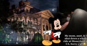 Mickey Mouse appears superimposed on the iconic Haunted Mansion attraction, alongside headlines detailing the closure of Disney’s Haunted Mansion and what it means for this classic Disneyland experience.