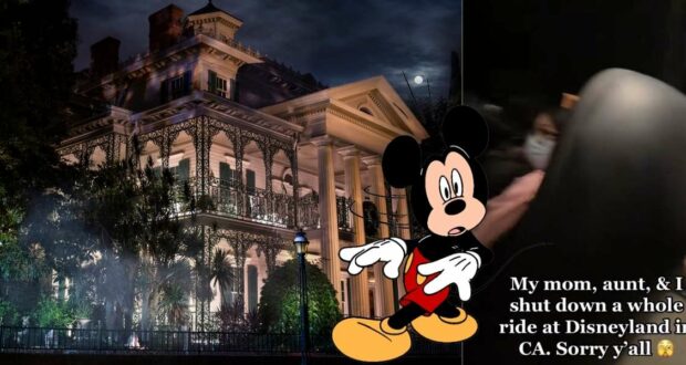 Mickey Mouse appears superimposed on the iconic Haunted Mansion attraction, alongside headlines detailing the closure of Disney’s Haunted Mansion and what it means for this classic Disneyland experience.