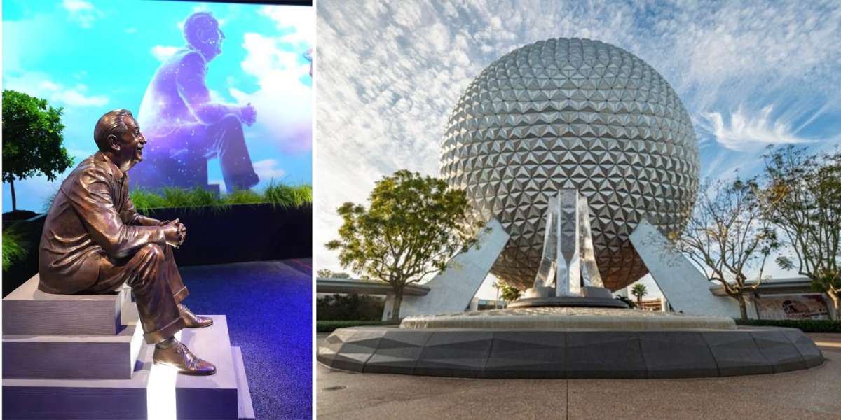 Walt the Dreamer Statue and Spaceship Earth