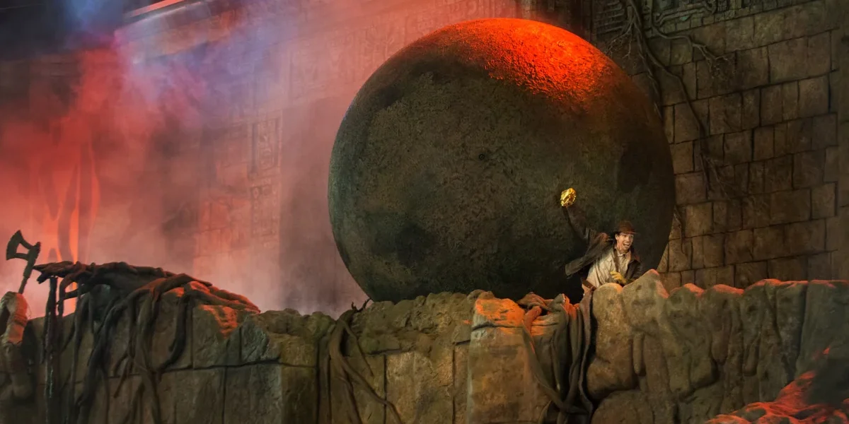 Indiana Jones stunt spectacular giant boulder