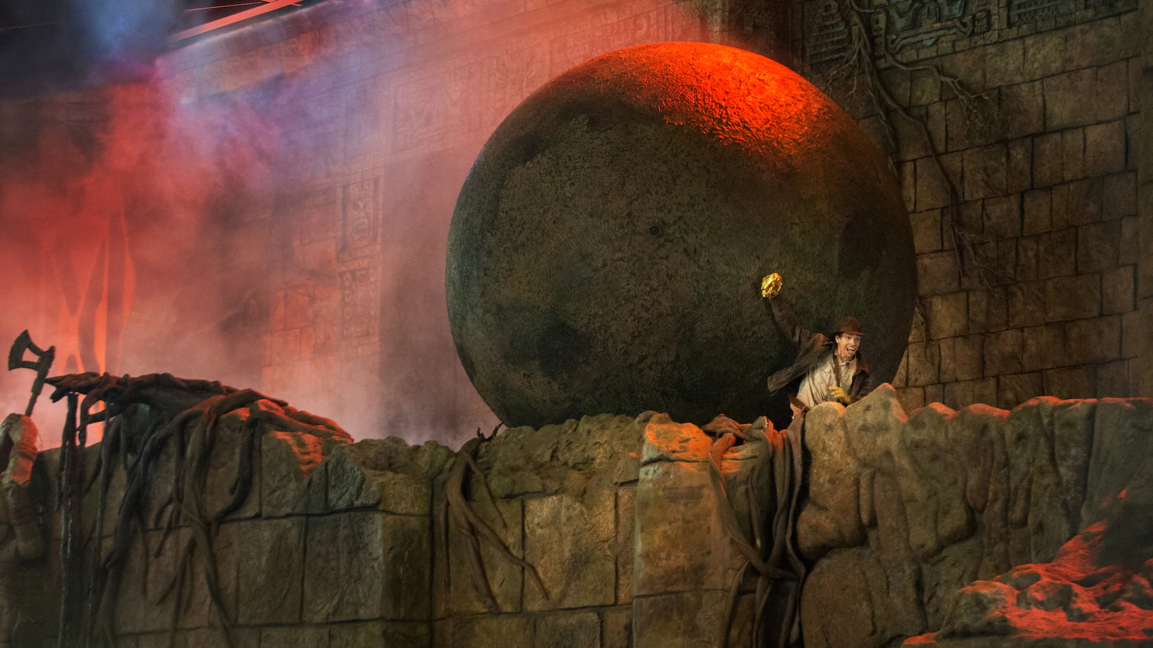 Indiana Jones stunt spectacular giant boulder