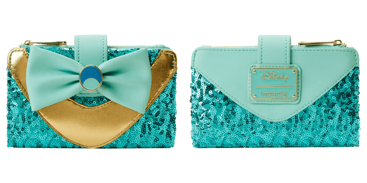 loungefly princess jasmine sequin flap wallet front and back