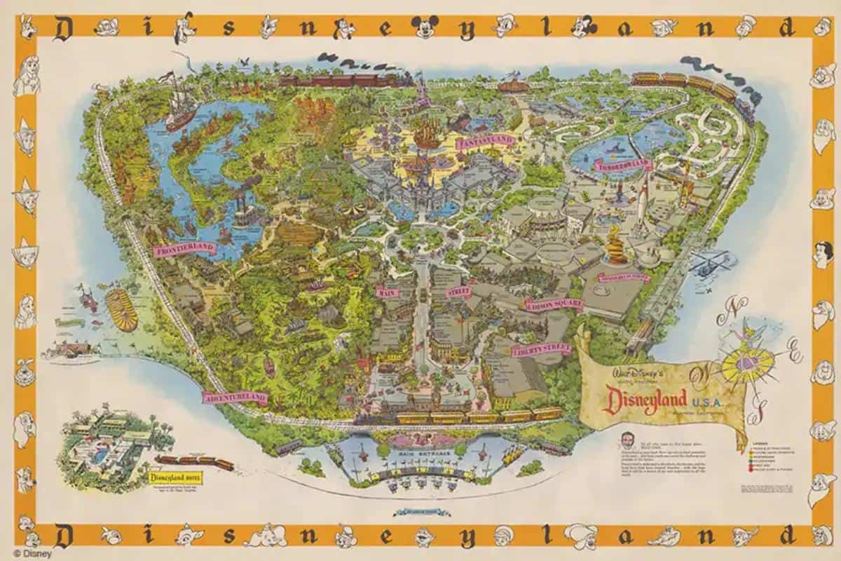 a map of the disneyland park designed by sam mckim in 20th century