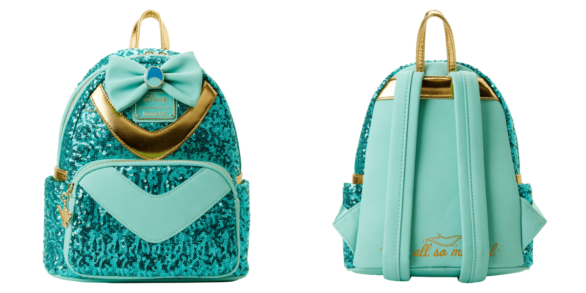 loungefly princess jasmine sequin backpack front and back