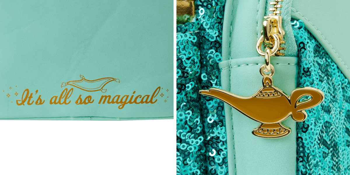 loungefly princess jasmine sequin backpack details