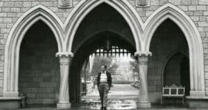 Walt Disney Walking Through Sleeping Beauty Castle