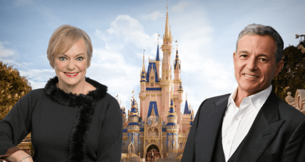 Guests beaming with joy in front of Cinderella Castle at Walt Disney World, its iconic blue and gold turrets shining against a clear sky, capturing the magic and wonder that define a day at Disney.