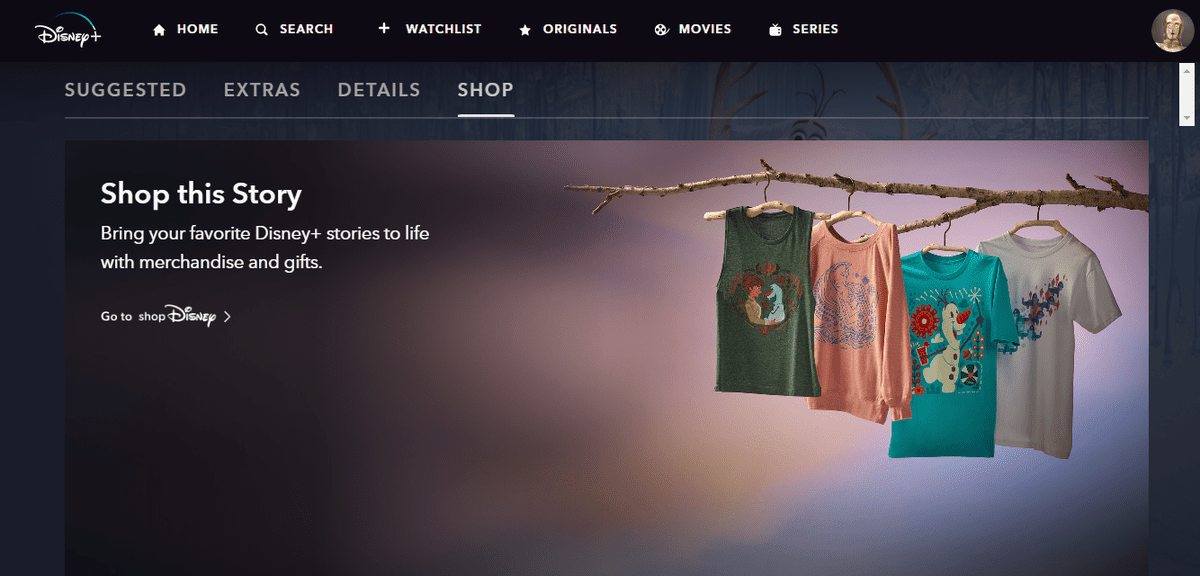 Frozen Disney+ Shop