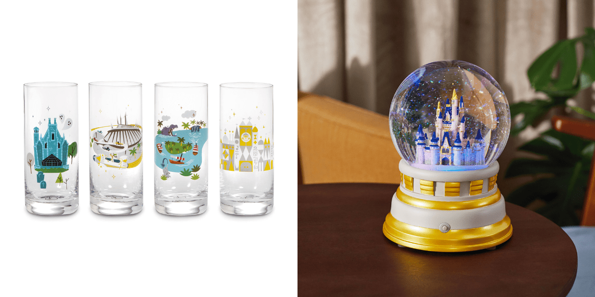 wdw glass set (left), snowglobe (right)