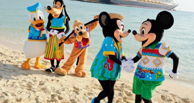 Disney characters on Castaway Cay