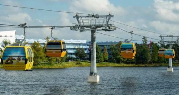 The Disney Skyliner over water