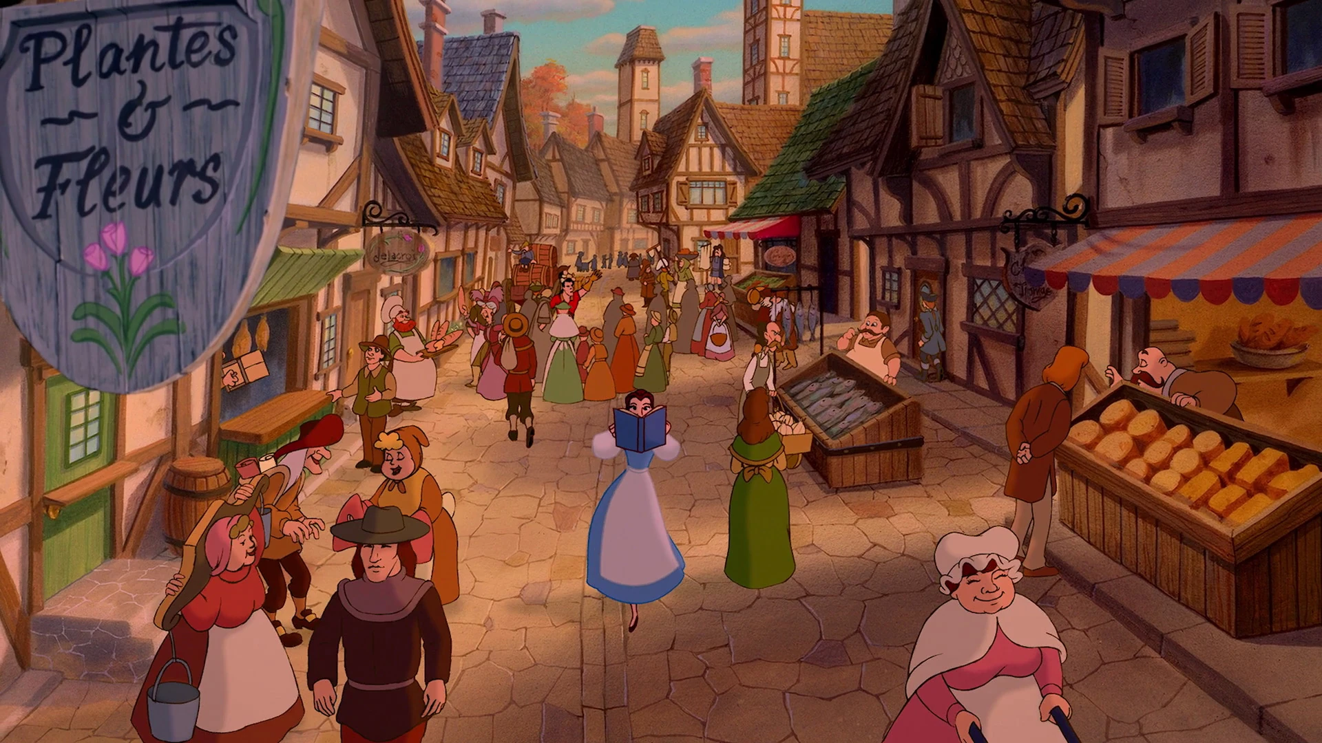 Beauty and the Beast Village Scene Animated Movie