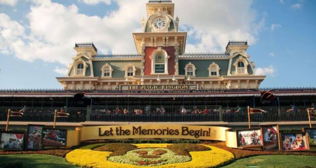 Magic Kingdom Mickey entrance sign train station history old