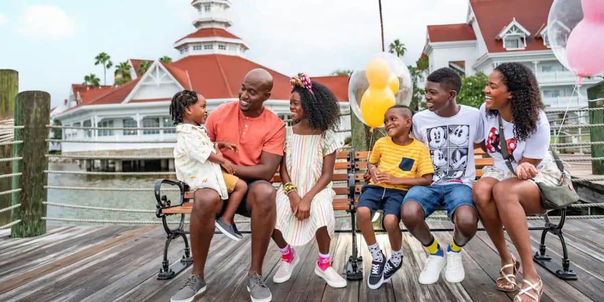 Family of Guests sitting on a bench