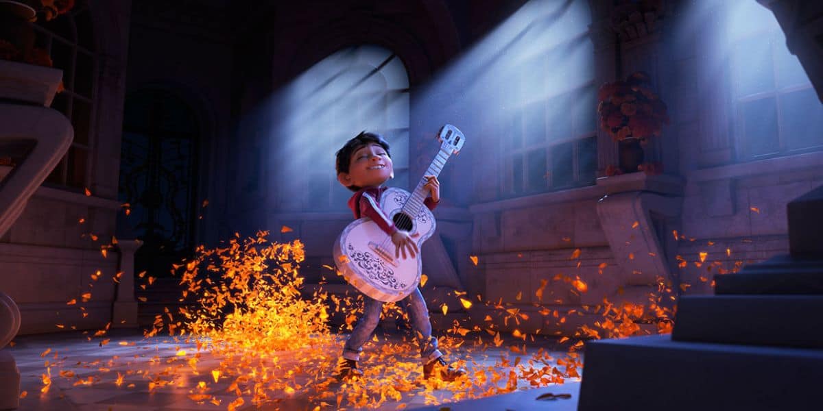 Miguel on the guitar in 'Coco'