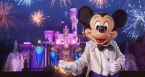 Mickey Mouse in front of Sleeping Beauty Castle