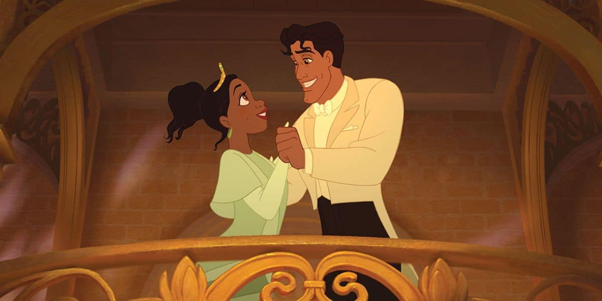 Tiana and Naveen hold hands in 'Princess and the Frog'