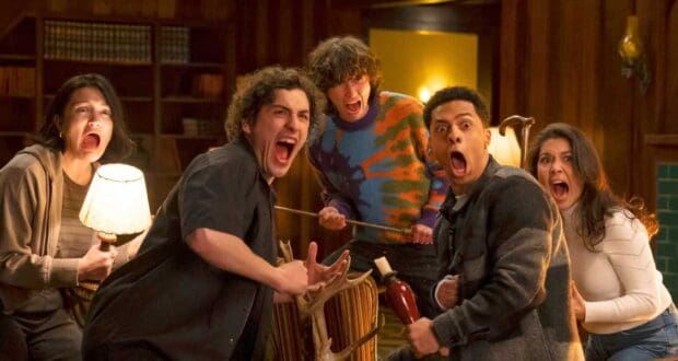 Cast of Goosebumps looking scared