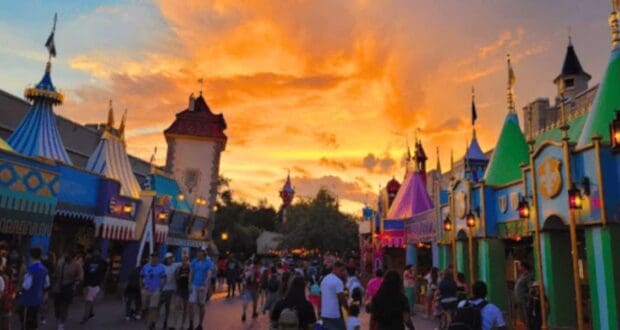 Magic Kingdom with a beautiful sky