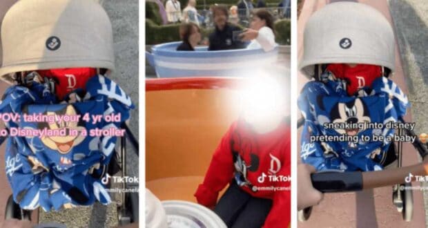 Child in stroller at Disneyland