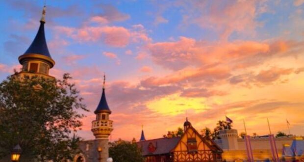 Disneyland in sunset setting