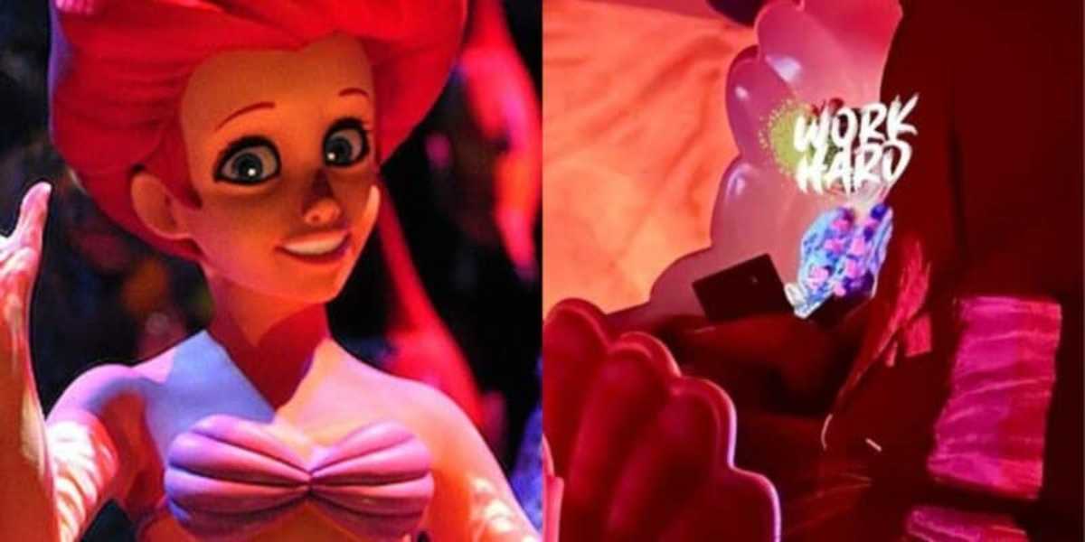 little mermaid ride with guest on laptop