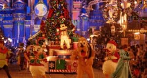 Mickey mouse in Disneyland Christmas setting