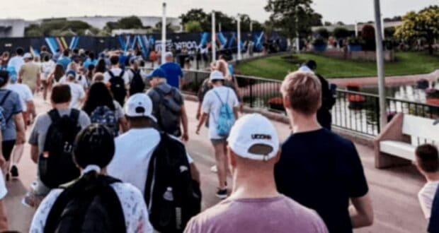 People walking at Disney land park