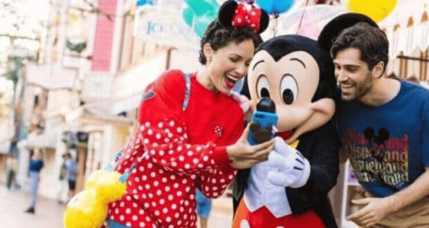 Disney Guests with Mickey Mouse