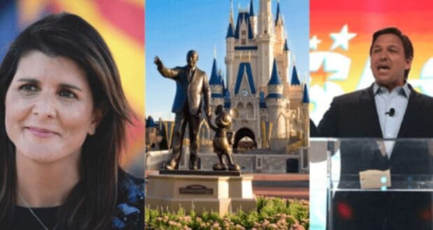 Haley and DeSantis and Disneyland on their center