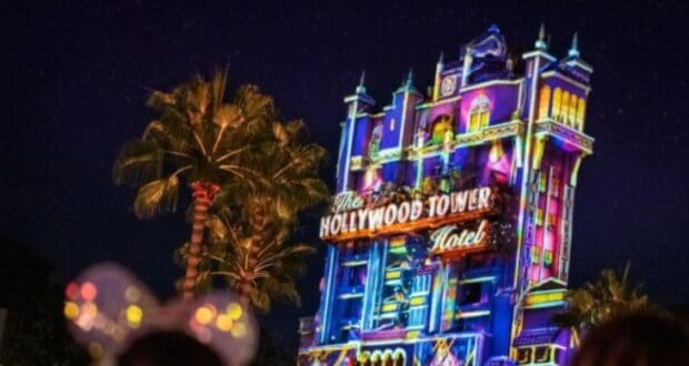 Disney Tower of Terror at Night Hollywood