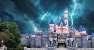 Disneyland Resort with storm