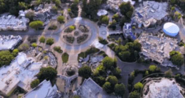 An aerial shot of the Disneyland Resort.