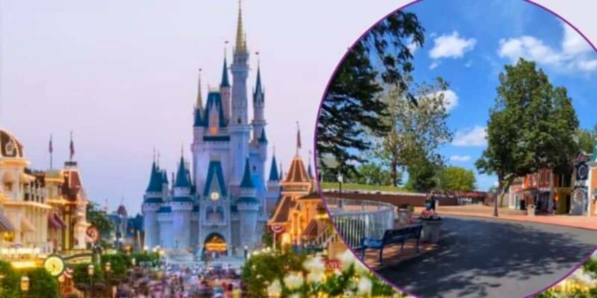 An image of Main Street at Magic Kingdom at Disney World next to Main Street at Adventureland Resort.