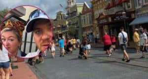 A couple complaining about customer service at Disney World pictured next to Main Street, U.S.A.