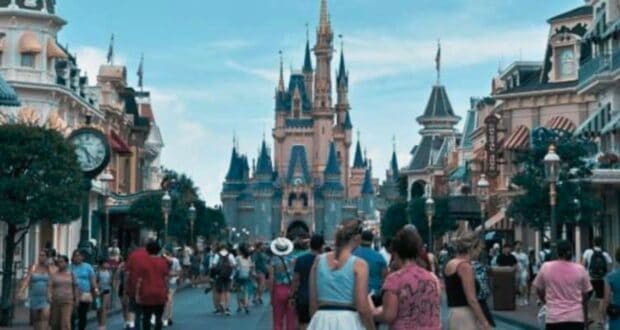 Main Street, U.S.A. at Magic Kingdom Park at Walt Disney World Resort in Florida, edited with a vintage filter.