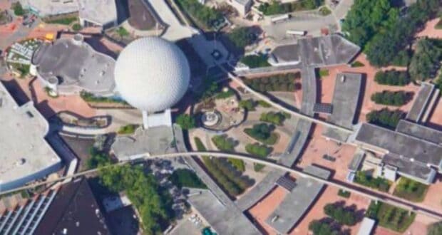 Aerial view of World Celebration construction at EPCOT.