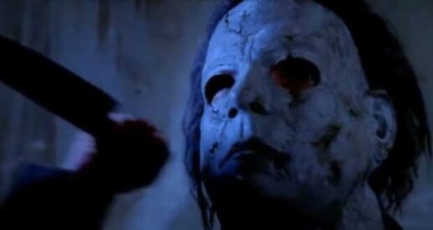 Michael Myers (Tyler Mane) about to kill Bob in Rob Zombie's 'Halloween'