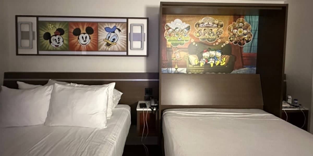 Hotel room with two beds at Walt Disney World Resort's All-Star Sports Resort.