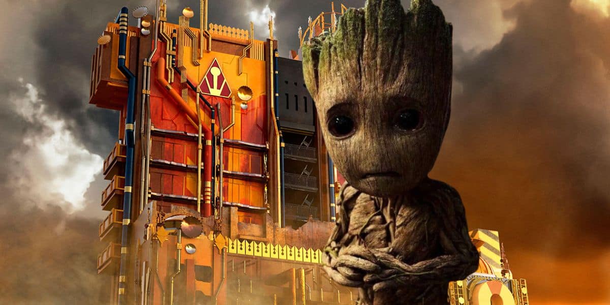 Groot looks worried in front of Guardians of the Galaxy – Mission: BREAKOUT!